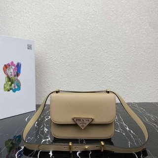 Prada 1BD320 Prada Emblème Saffiano Shoulder Bag Tan