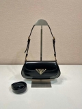 Prada 1BD345 Brushed leather shoulder bag Black