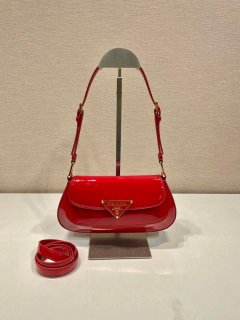 Prada 1BD345 Brushed Patent leather shoulder bag Red