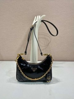 Prada 1BC204 Saffiano Bright Leather Mini-Bag Black