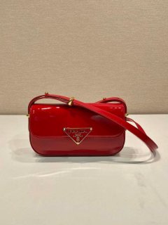 Prada 1BD339 Patent Leather Shoulder Bag Red