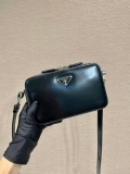 Prada 2VH173 Brique brushed leather bag Black