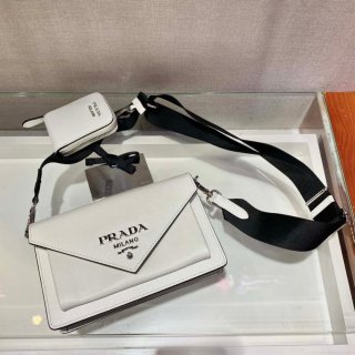 Prada 1BP020 Saffiano leather mini envelope bag White