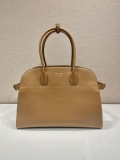 Prada 1BG508 Large leather tote bag with buckles Brown