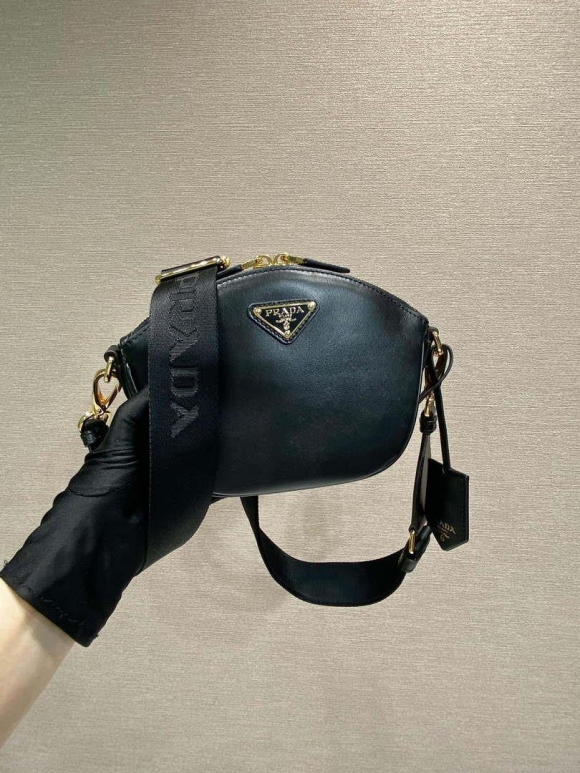 Prada 1BH212 Black Leather Mini Shoulder Bag