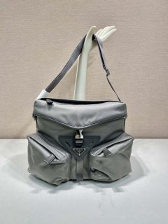 Prada 2VD062 Re-Nylon and leather shoulder bag Gray