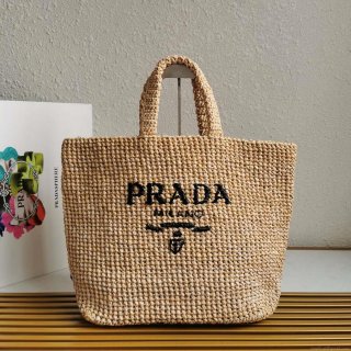 Prada 1BG392 Large Crochet tote bag Apricot