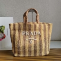 Prada 1BG392 Large Crochet tote bag Nature With Brown