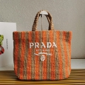 Prada 1BG392 Large Crochet tote bag Nature With Orange