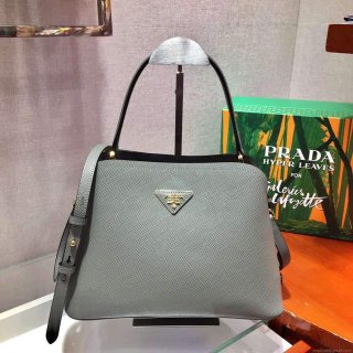 Prada 1BA282 Medium Saffiano Leather Prada Matinee Bag Gray