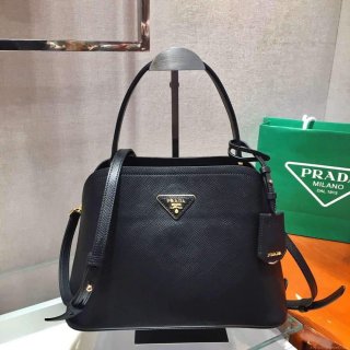 Prada 1BA282 Medium Saffiano Leather Prada Matinee Bag Black