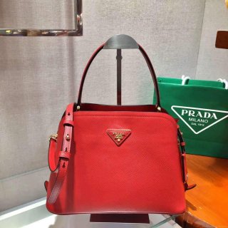 Prada 1BA282 Medium Saffiano Leather Prada Matinee Bag Red