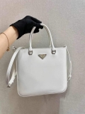 Prada 1BA330 Brushed Leather Tote Bag White