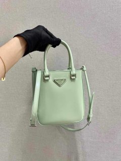 Prada 1BA331 Small Brushed Leather Tote Light Green