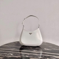 Prada 1BC156 Prada Cleo Brushed Leather Shoulder Bag White