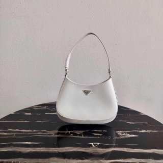 Prada 1BC499 Prada Cleo Brushed Leather Shoulder Bag in White