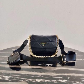 Prada 1BD292 Prada System nappa leather patchwork Bag Black