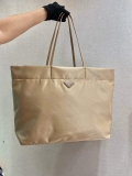 Prada 1BG107 Re Nylon Medium Tote Bag Apricot