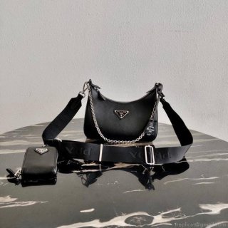 Prada 1BH204 Prada Re-Edition 2005 Saffiano leather Bag in Black Silver