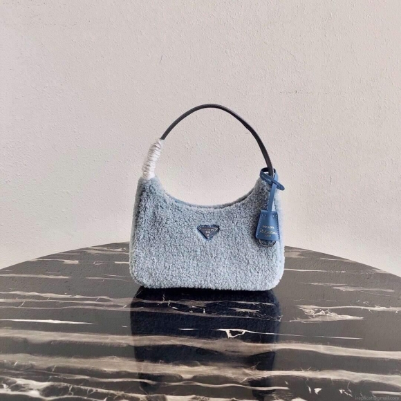 Prada 1NE515 Re Edition 2000 Shearling Mini Bag Blue