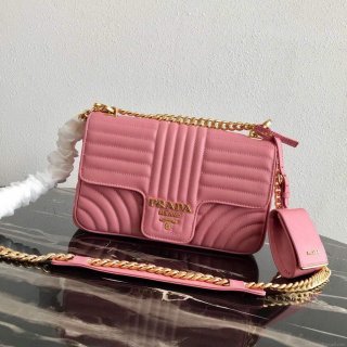 Prada 1BD108 Medium Leather Prada Diagramme Bag Pink