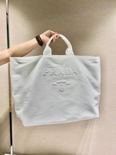 Prada 1BG395 Drill tote Shoulder bag White