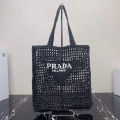 Prada 1BG393 Raffia tote bag Black