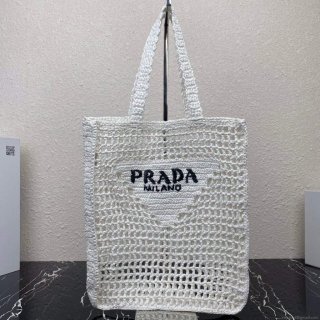 Prada 1BG393 Raffia tote bag White