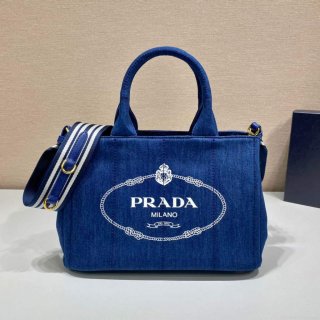 Prada 1BG439 Denim Tote bag Blue