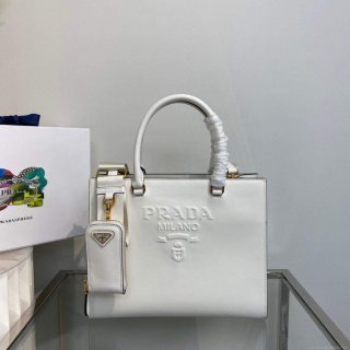 Prada 1BA337 Medium Saffiano leather handbag White