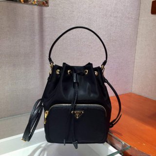 Prada 1BH038 Prada Duet Re-Nylon Bucket shoulder bag Black