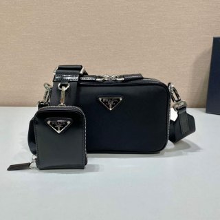 Prada 2VH070 Saffiano nylon leather Prada Brique bag Black