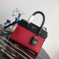 Prada 1BA046 Medium Esplanade Leather Tote Bag Red and Black