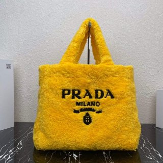 Prada 1BG130 Shearling Tote Shoulder bag Yellow