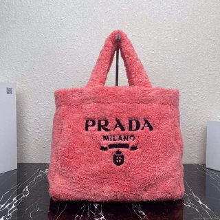 Prada 1BG130 Shearling Tote Shoulder bag Plum