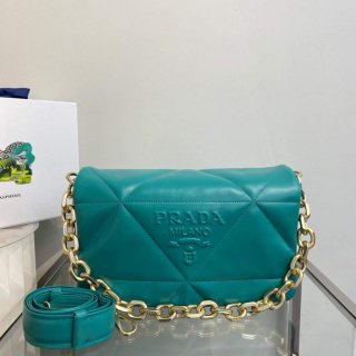 Prada Padded nappa leather shoulder bag 1BD306 Green