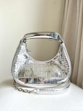 Tom Ford Shiny Stamped Crocodile Leather Bianca Mini Hobo 5520708811 Silver