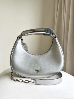 Tom Ford Grain Leather Bianca Mini Hobo 5520708811 Silver