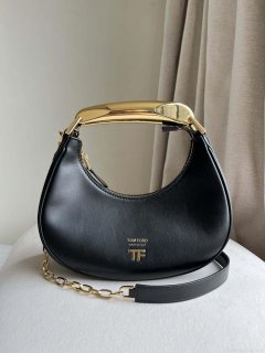 Tom Ford Grain Leather Bianca Mini Hobo 5520708811 Black