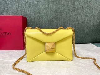 Valentino One Stud Nappa Bag With Chain 1215 Yellow