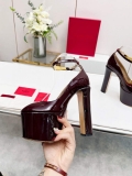 Valentino Garavani Tan-go Platform Pump In Patent Leather 155MM Wine Red