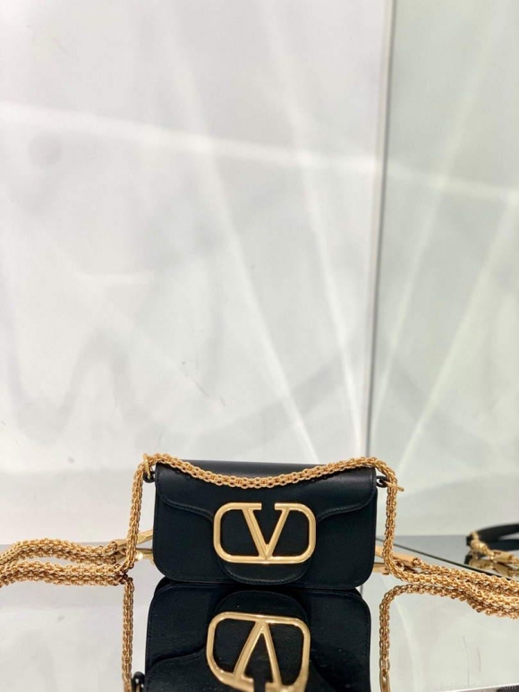 Valentino WB0K53ZXL Locò Small Shoulder Bag in Calfskin Black