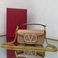 Valentino WB0K53ZXL Star diamond Locò Small Shoulder Bag in Calfskin Apricot