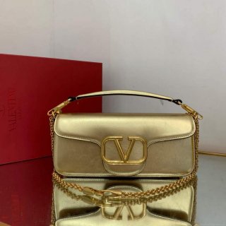 Valentino XW0B0K30 Locò Calfskin Shoulder Bag Gold