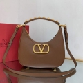 Valentino WB0K69EIM Stud Sign Calfskin Hobo Bag Brown