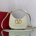 Valentino WB0K69EIM Stud Sign Calfskin Hobo Bag Light Ivory