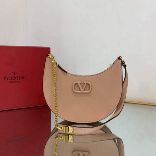 Valentino 1W2P0W19RQR Mini Vlogo Signature Grainy Calfskin Hobo Bag Light Pink