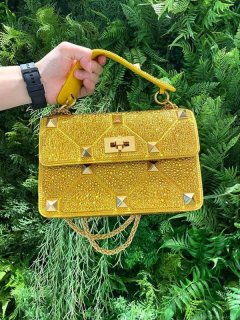 Valentino V0082 Vsling Mini Bag With Sparkling Embroidery Yellow