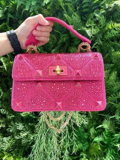 Valentino V0082 Vsling Mini Bag With Sparkling Embroidery Plum