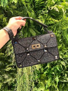 Valentino V0082 Vsling Mini Bag With Sparkling Embroidery Black